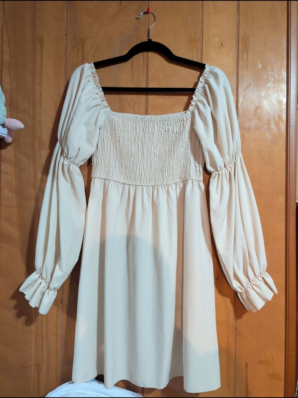 Women's Cream Smocked Square-Neck Dress - Picture 3 of 7